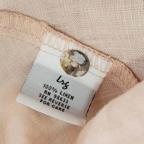 Kleen Top Womens Size L Orange Linen Button Up Crop Sleeve Blouse Lagenlook - Picture 7 of 11